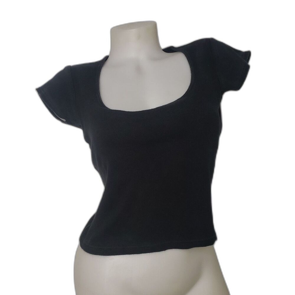 MODA INTERNATIONAL Black Scoop Neck Bra Short Sleeve T Shirt Womens Size Medium